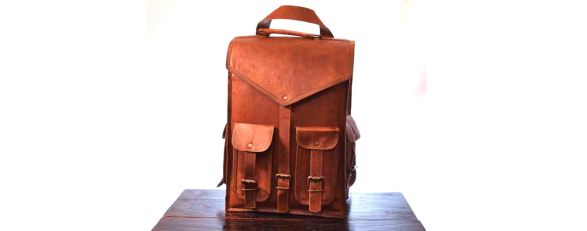 Rhinoland Unisex Leather Laptop Bag Trekking Bag Hiking Backpack College School Office Biker Bag